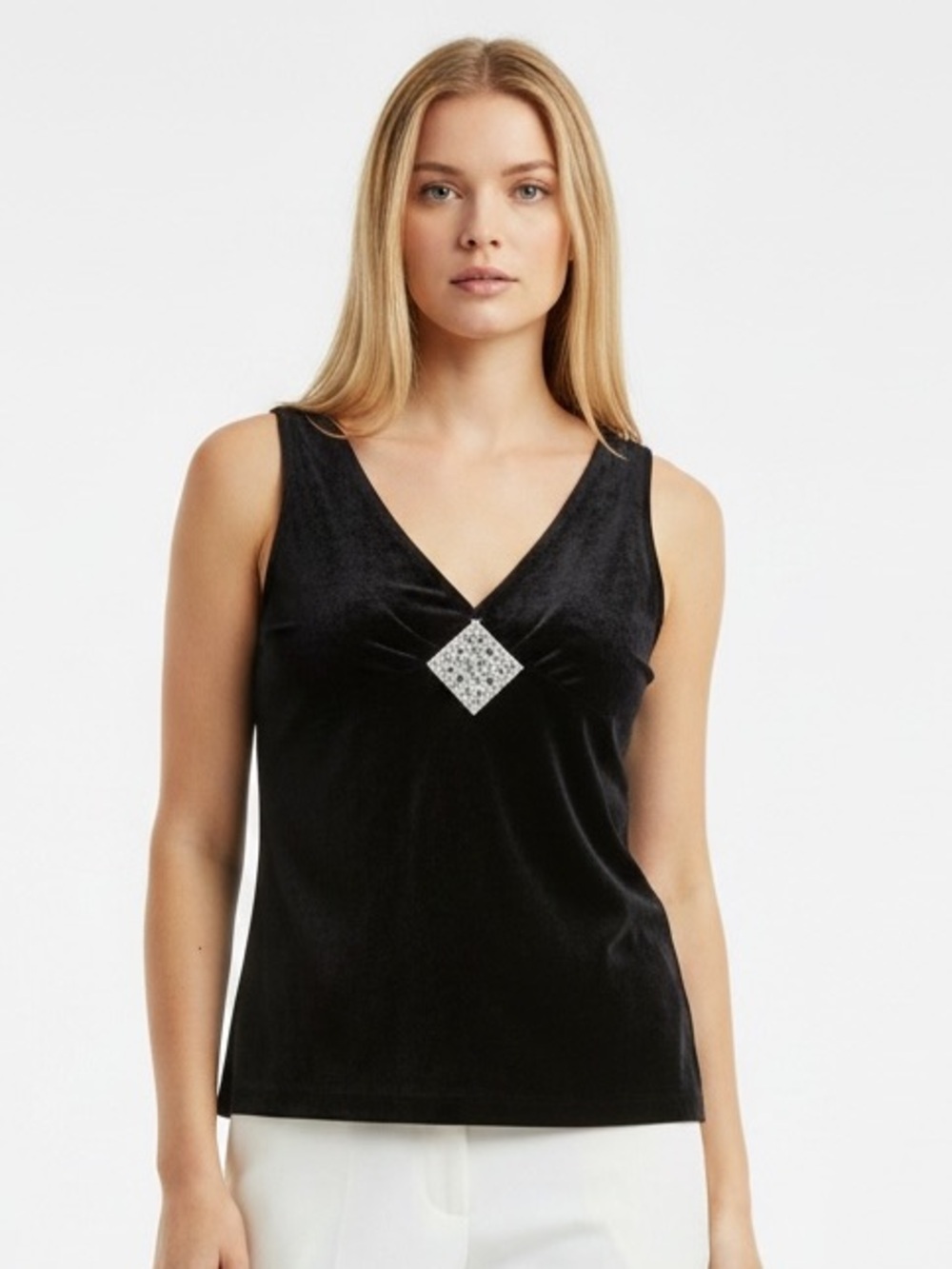 White House Black Market Velvet Jewel Tank XS